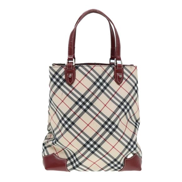Burberry Nova Check Blue Label Hand Bag Nylon Beige Red - Picture 2 of 16